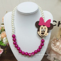 Children Choker With Big Fabric Animal Charm Pearl Necklace